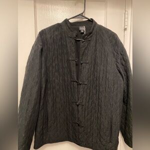 Eileen Fisher Medium Black Silk Quilted Jacket